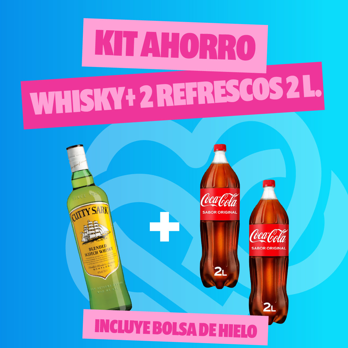 Kit Ahorro Whisky + 2 Refrescos + Hielo