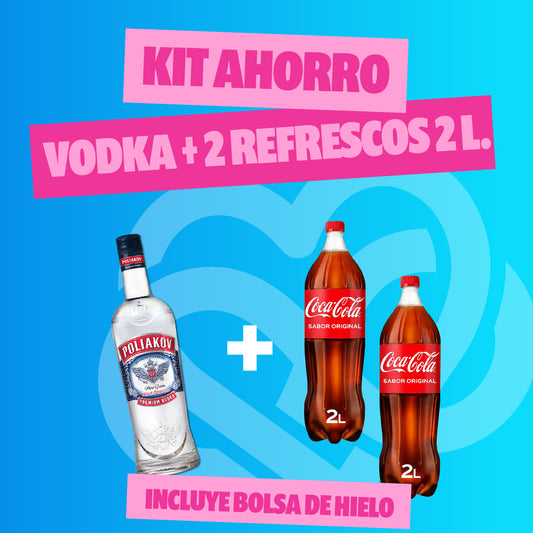 Kit Ahorro Vodka + 2 Refrescos + Hielo