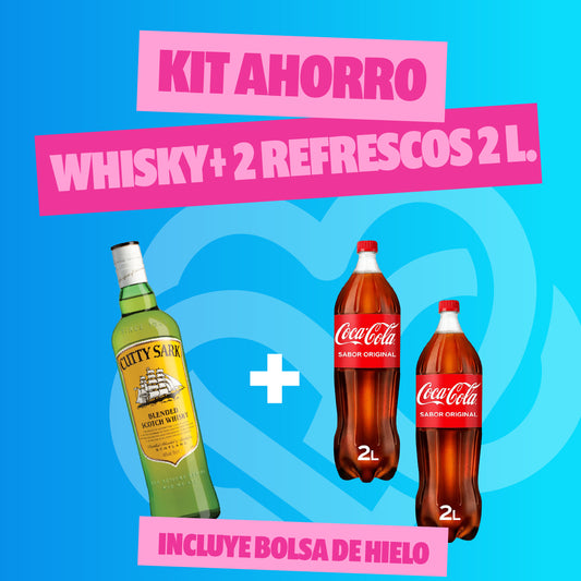 Kit Ahorro Whisky + 2 Refrescos + Hielo