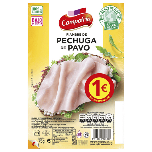 Pechuga de pavo campofrío 75gr